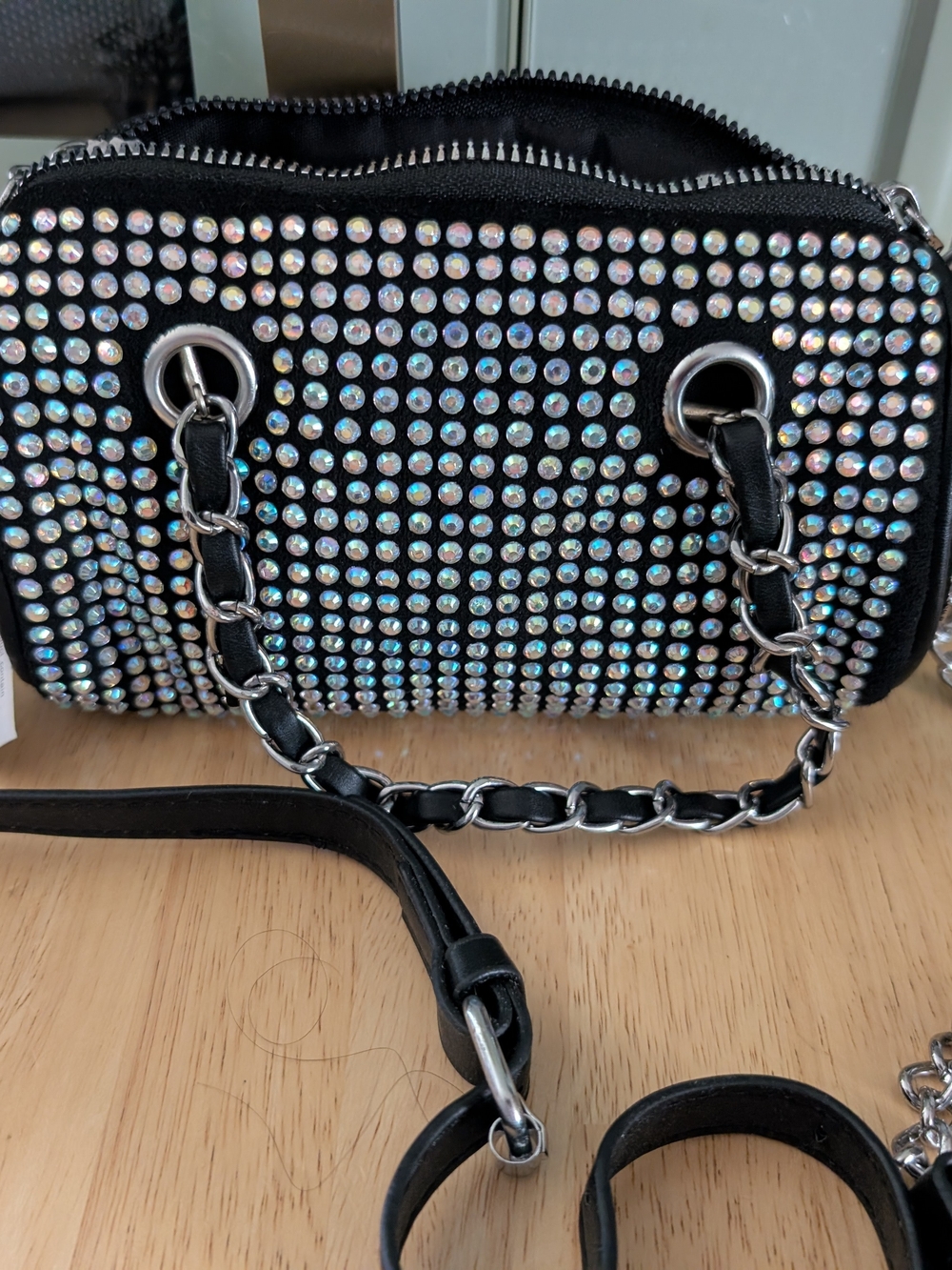 Black Rhinestone-Studded Crossbody Bag "Your Choice"